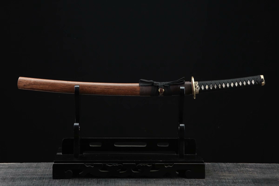 三色铜“青龙刀盘”武士刀（黑檀