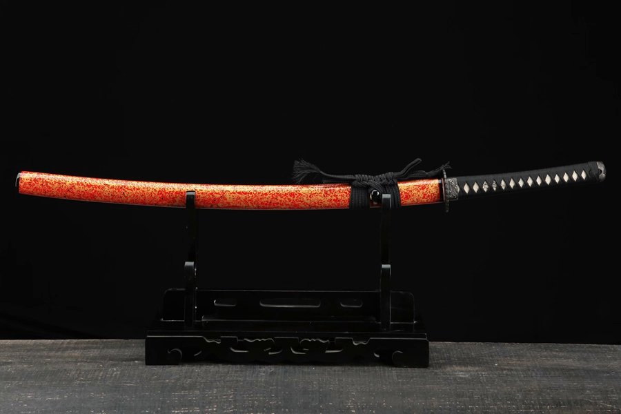 三色铜“青龙刀盘”武士刀（黑檀