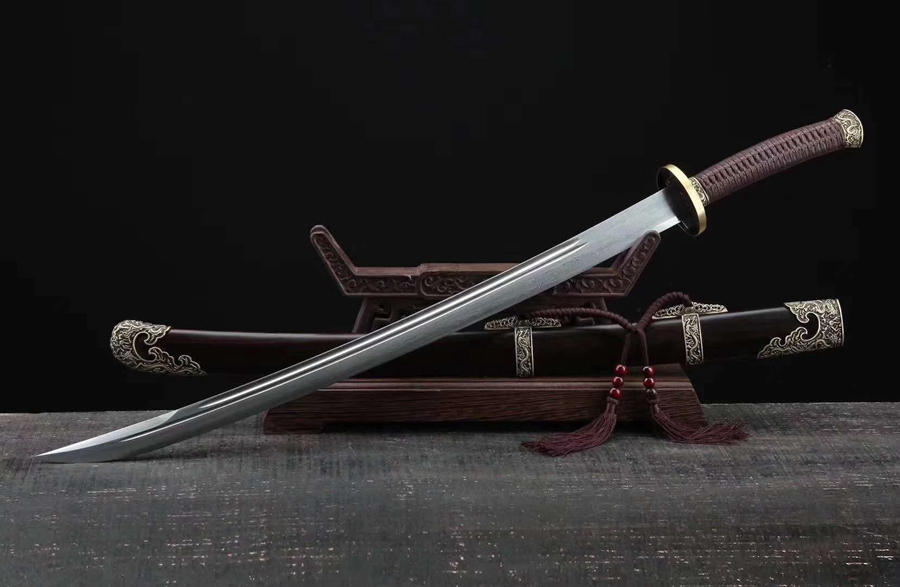 三色铜“青龙刀盘”武士刀（黑檀