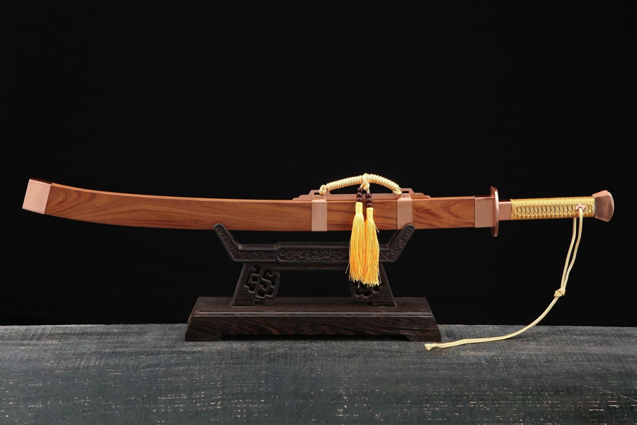 三色铜“青龙刀盘”武士刀（黑檀