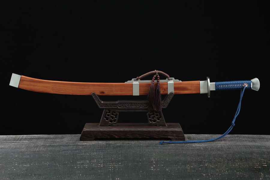 三色铜“青龙刀盘”武士刀（黑檀
