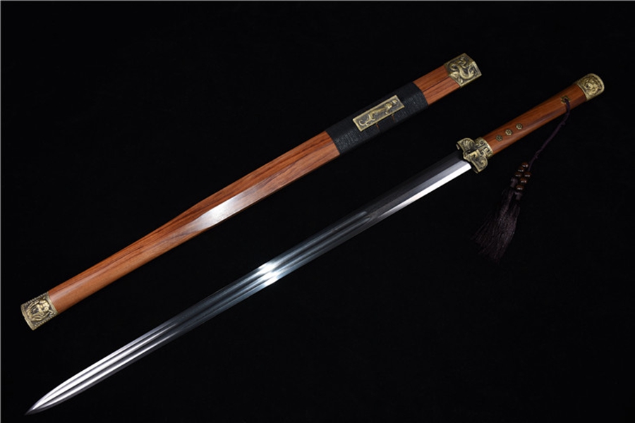 三色铜“青龙刀盘”武士刀（黑檀
