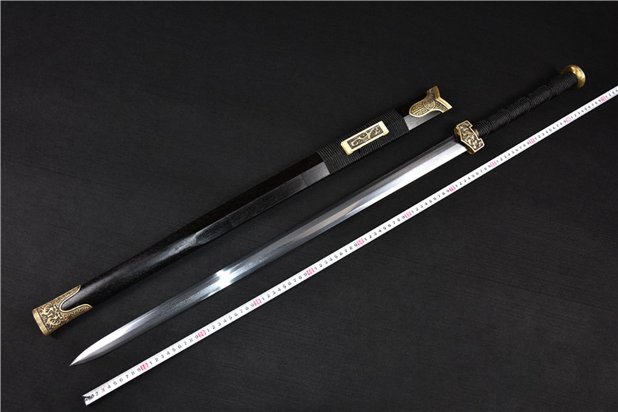 三色铜“青龙刀盘”武士刀（黑檀