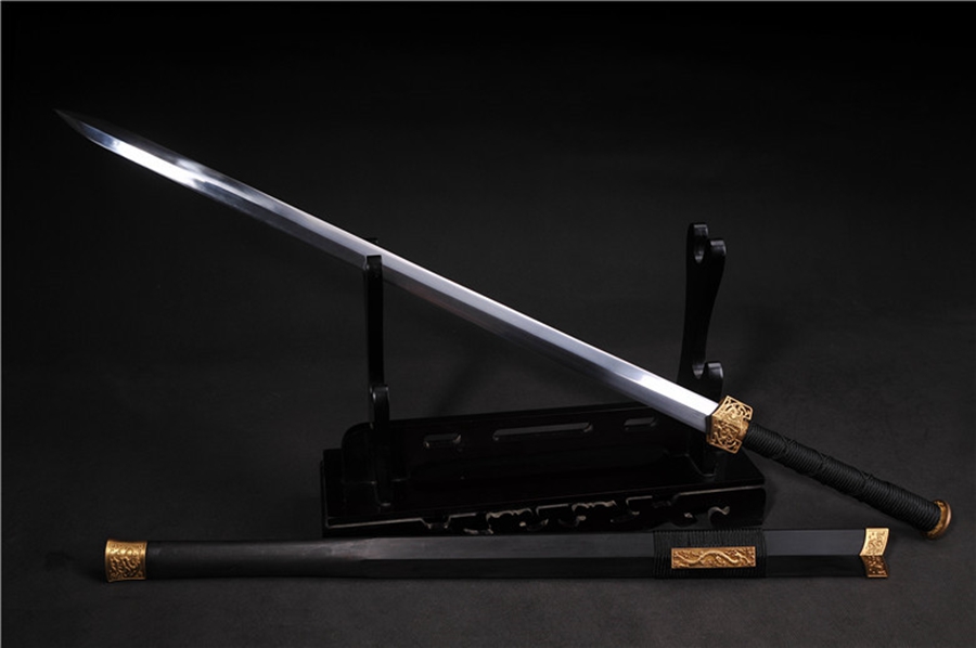 三色铜“青龙刀盘”武士刀（黑檀