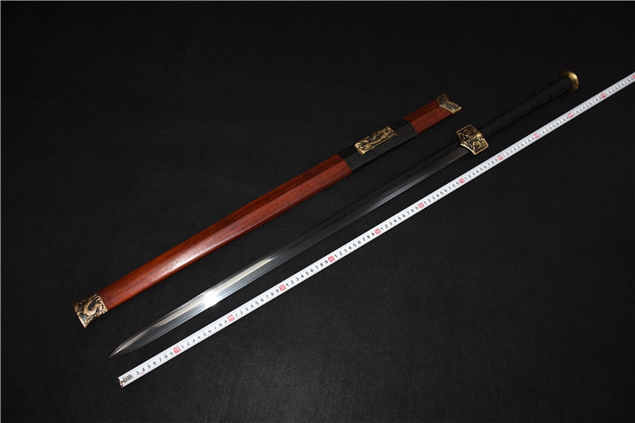 三色铜“青龙刀盘”武士刀（黑檀