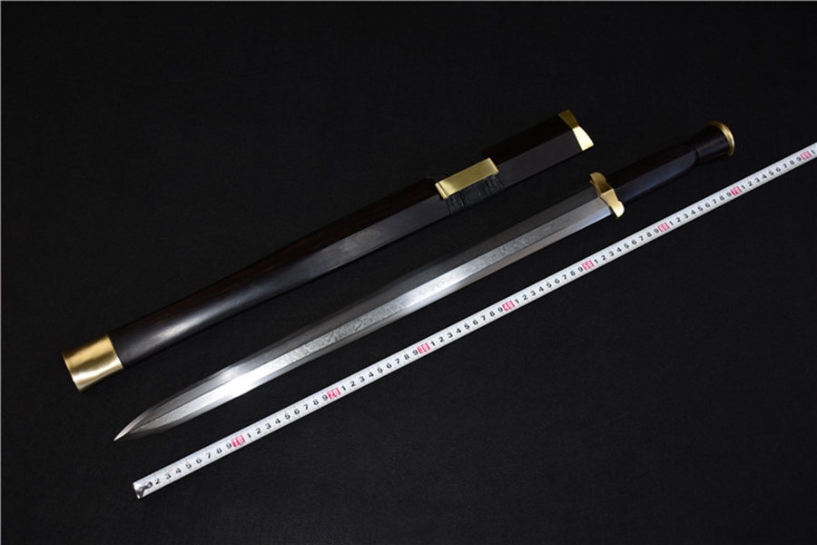 三色铜“青龙刀盘”武士刀（黑檀