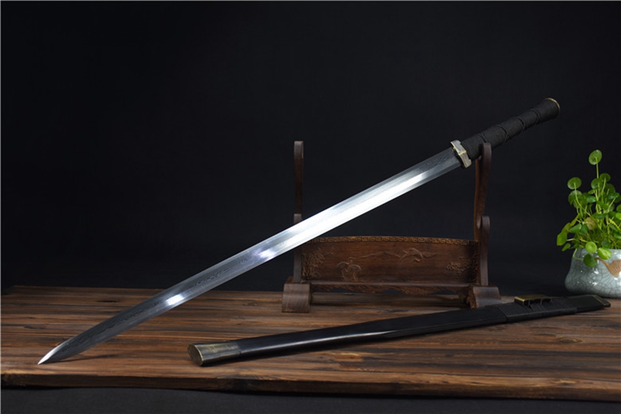 三色铜“青龙刀盘”武士刀（黑檀