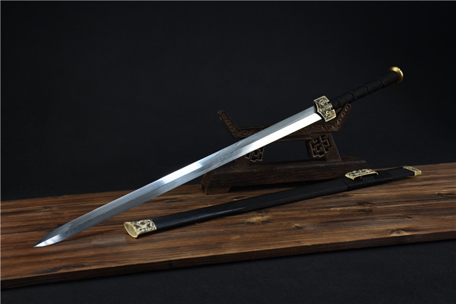 三色铜“青龙刀盘”武士刀（黑檀