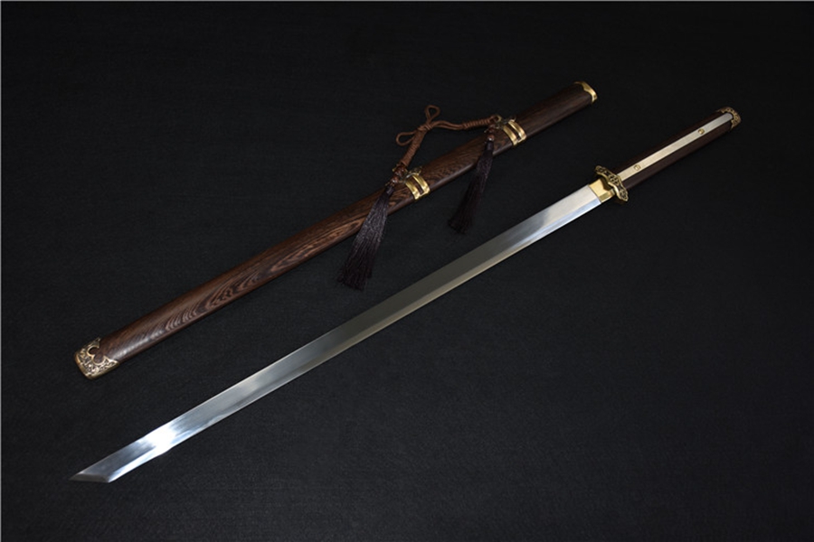 三色铜“青龙刀盘”武士刀（黑檀