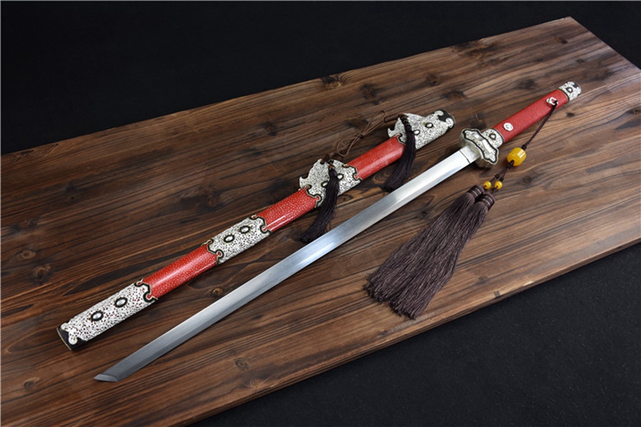 三色铜“青龙刀盘”武士刀（黑檀