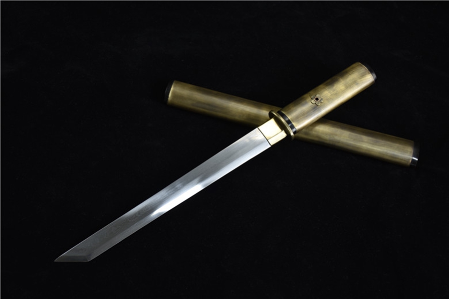 三色铜“青龙刀盘”武士刀（黑檀