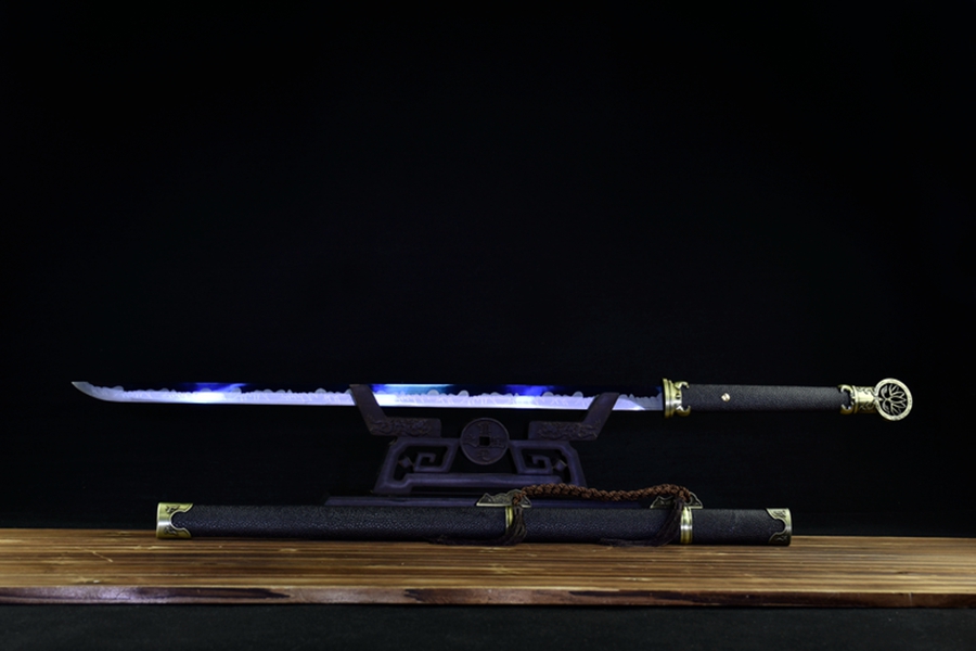 三色铜“青龙刀盘”武士刀（黑檀