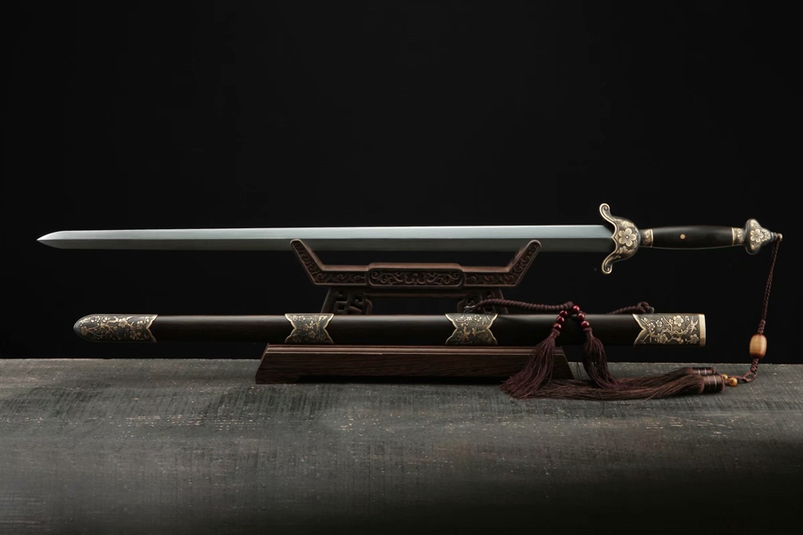 三色铜“青龙刀盘”武士刀（黑檀