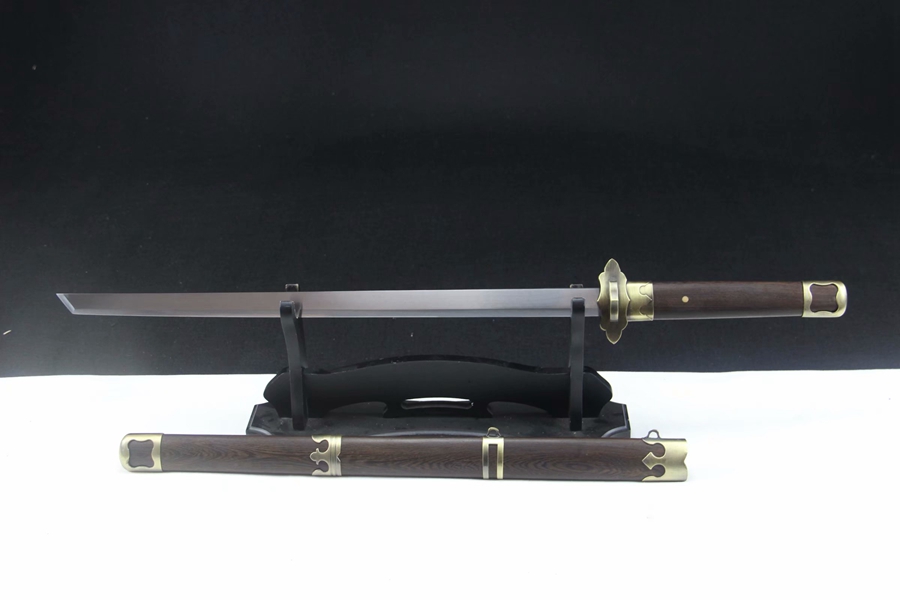 三色铜“青龙刀盘”武士刀（黑檀