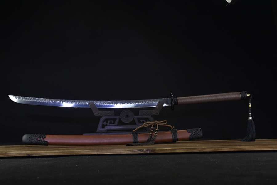 三色铜“青龙刀盘”武士刀（黑檀