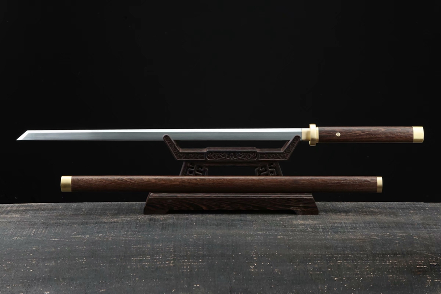 三色铜“青龙刀盘”武士刀（黑檀