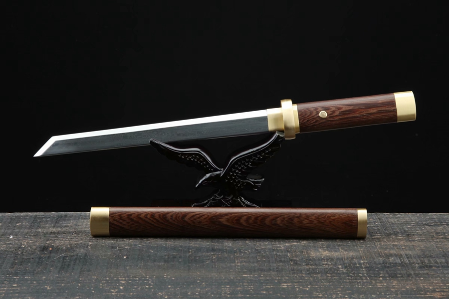 三色铜“青龙刀盘”武士刀（黑檀