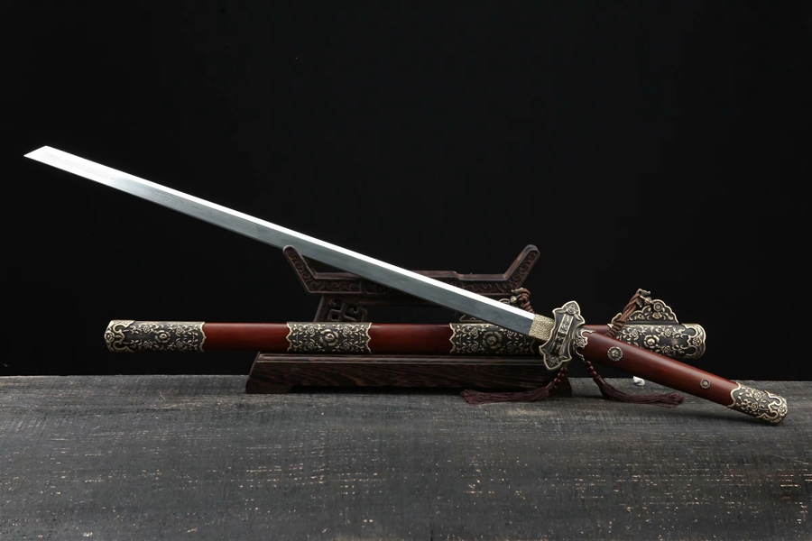 三色铜“青龙刀盘”武士刀（黑檀