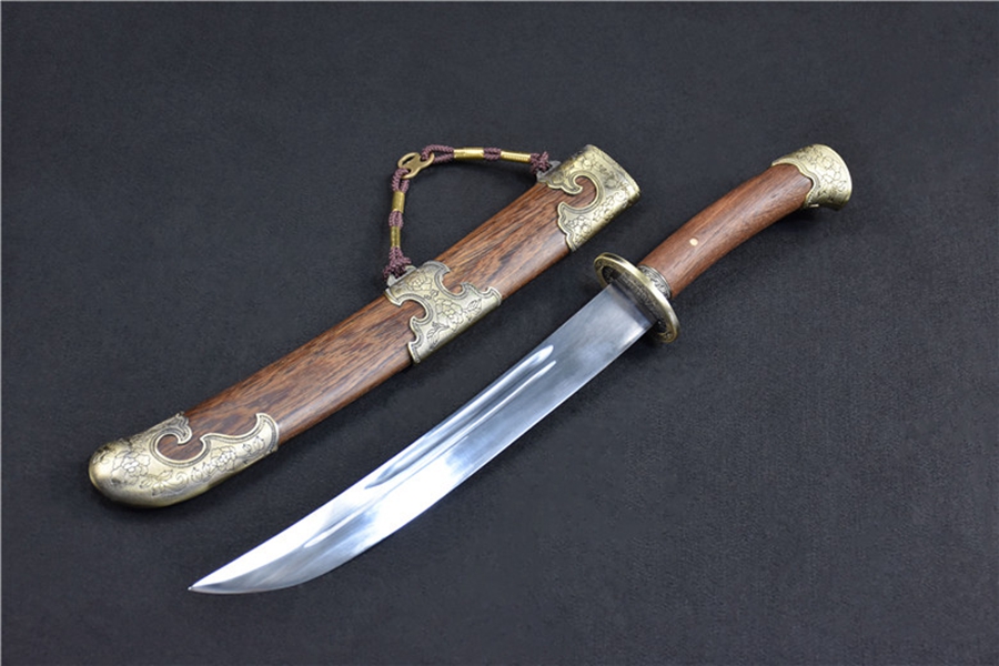 三色铜“青龙刀盘”武士刀（黑檀