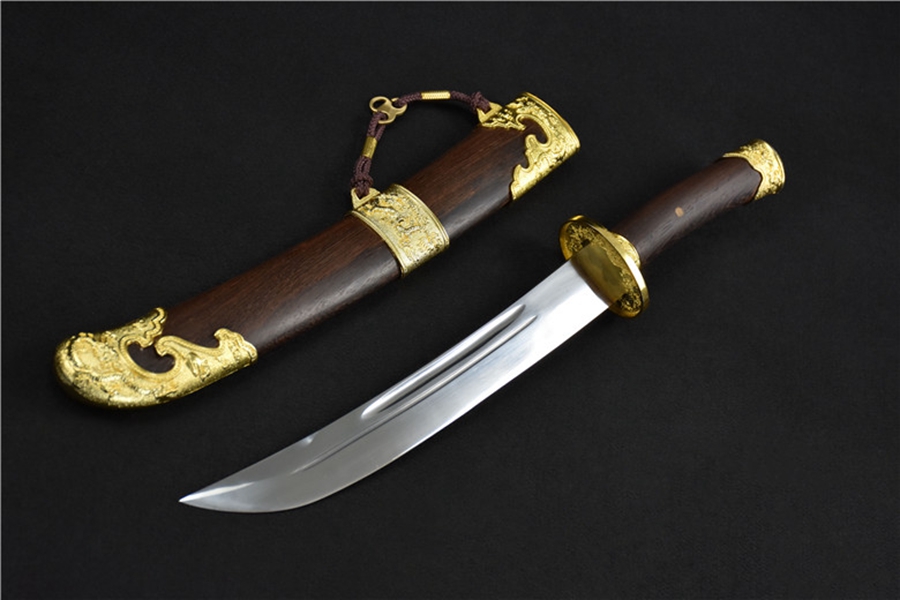 三色铜“青龙刀盘”武士刀（黑檀