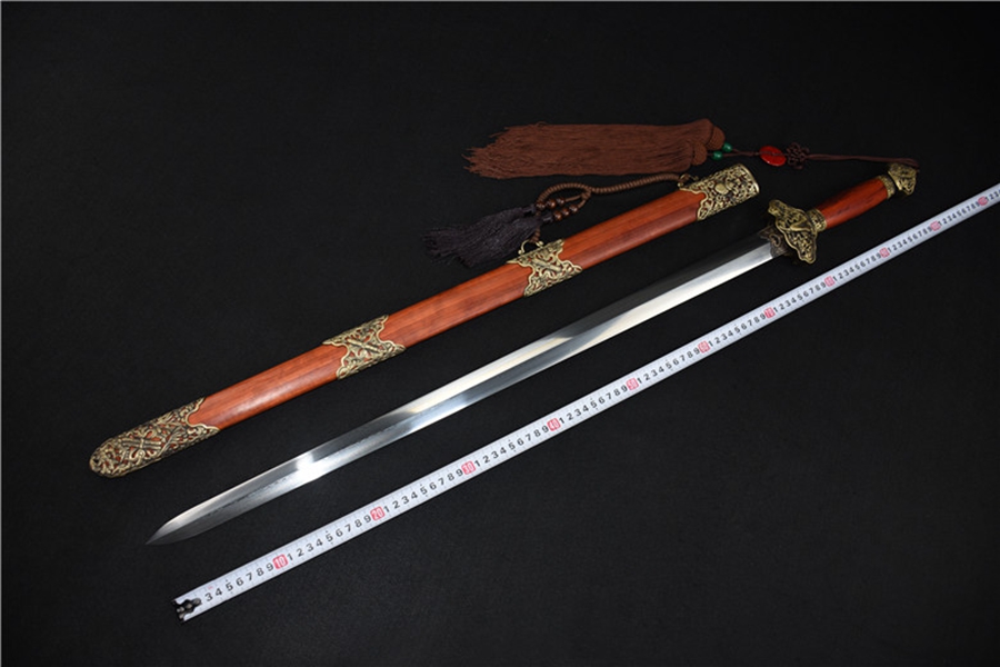 三色铜“青龙刀盘”武士刀（黑檀