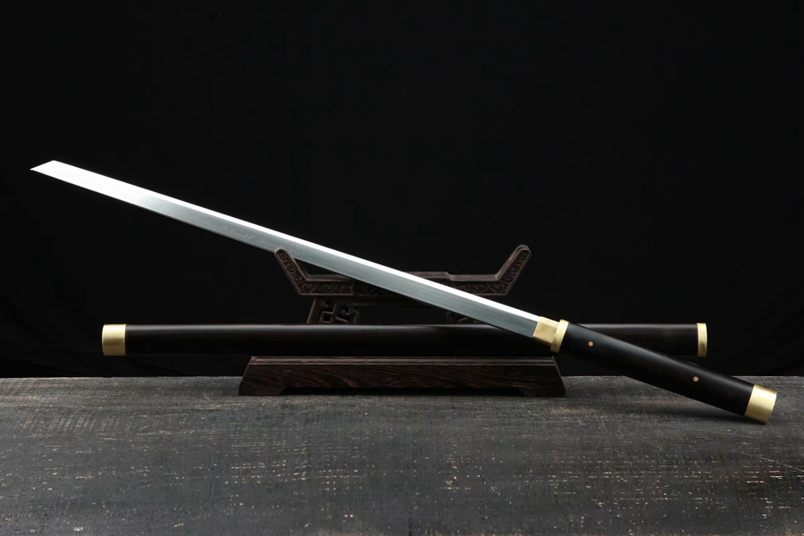 三色铜“青龙刀盘”武士刀（黑檀