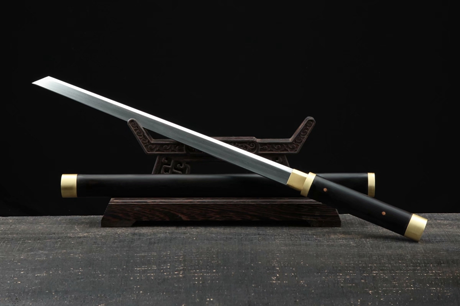三色铜“青龙刀盘”武士刀（黑檀