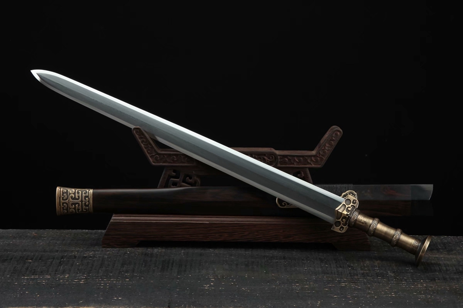 三色铜“青龙刀盘”武士刀（黑檀