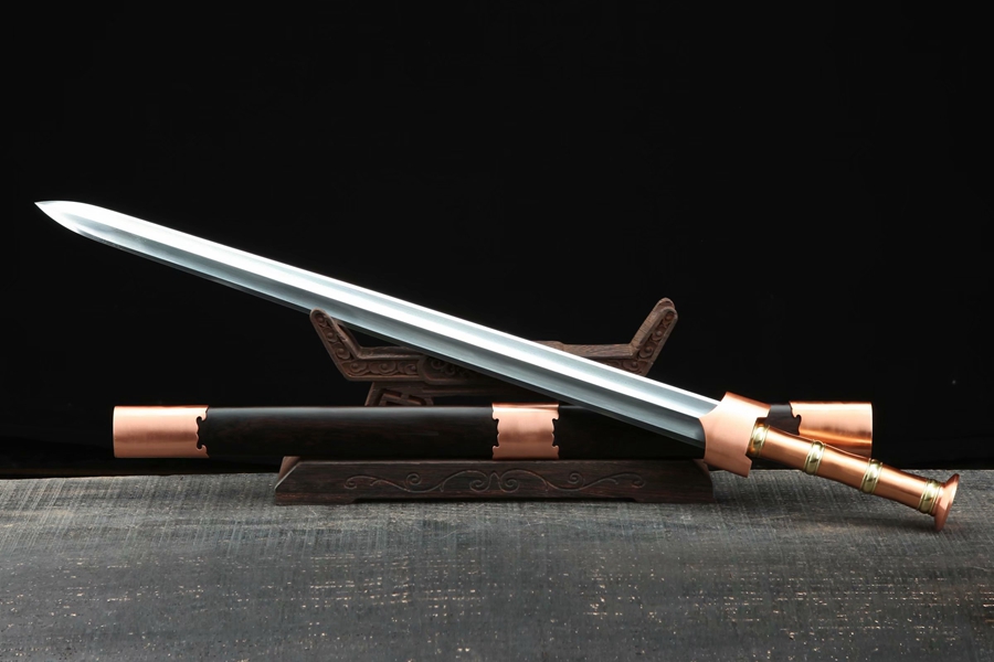 三色铜“青龙刀盘”武士刀（黑檀