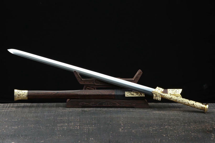 三色铜“青龙刀盘”武士刀（黑檀