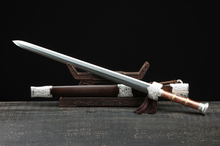 三色铜“青龙刀盘”武士刀（黑檀