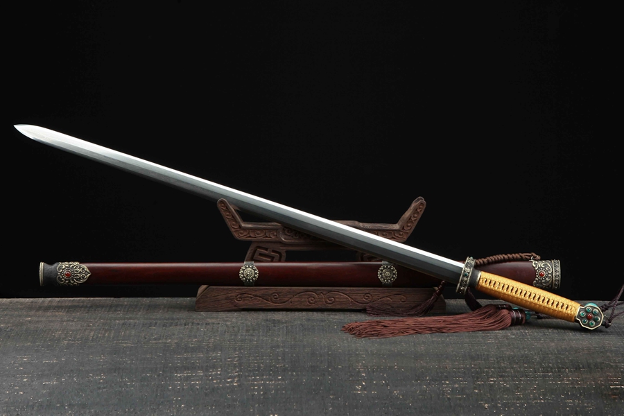 三色铜“青龙刀盘”武士刀（黑檀