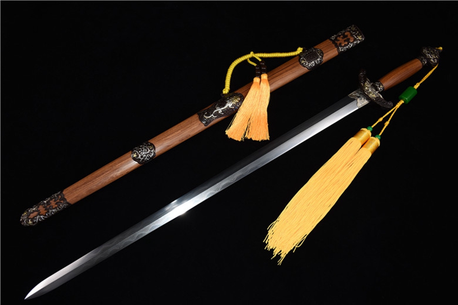 三色铜“青龙刀盘”武士刀（黑檀