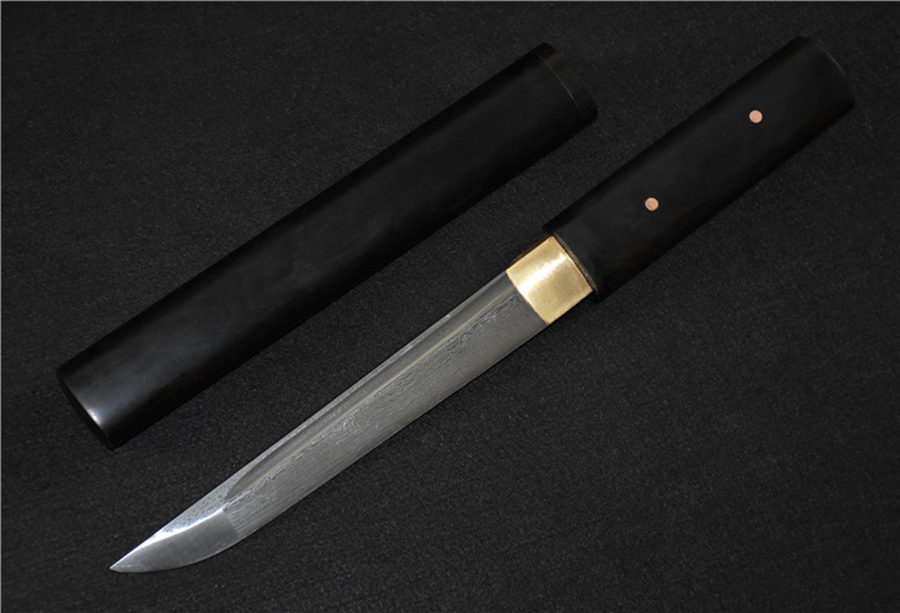 三色铜“青龙刀盘”武士刀（黑檀