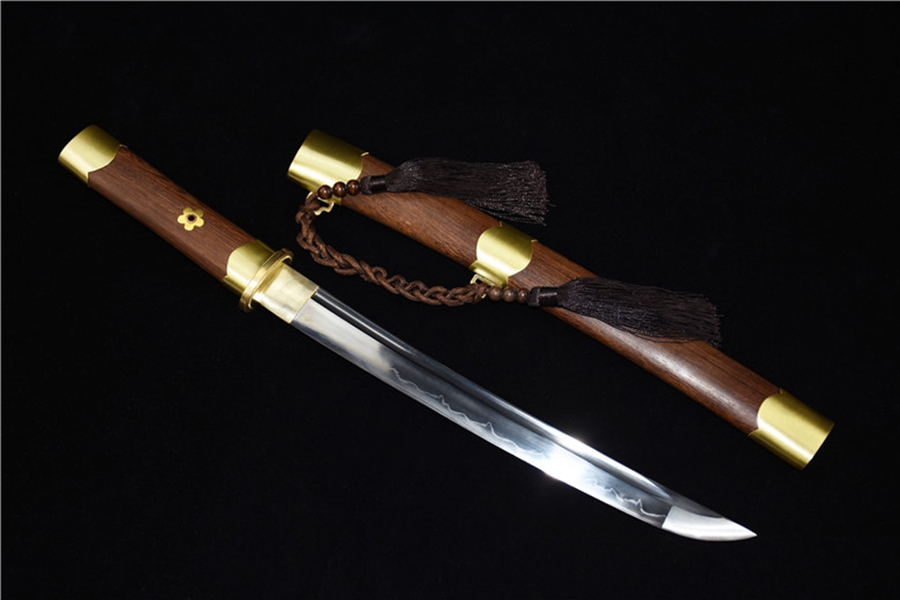 三色铜“青龙刀盘”武士刀（黑檀