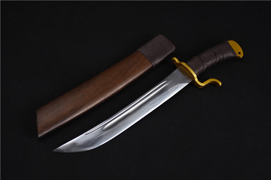三色铜“青龙刀盘”武士刀（黑檀