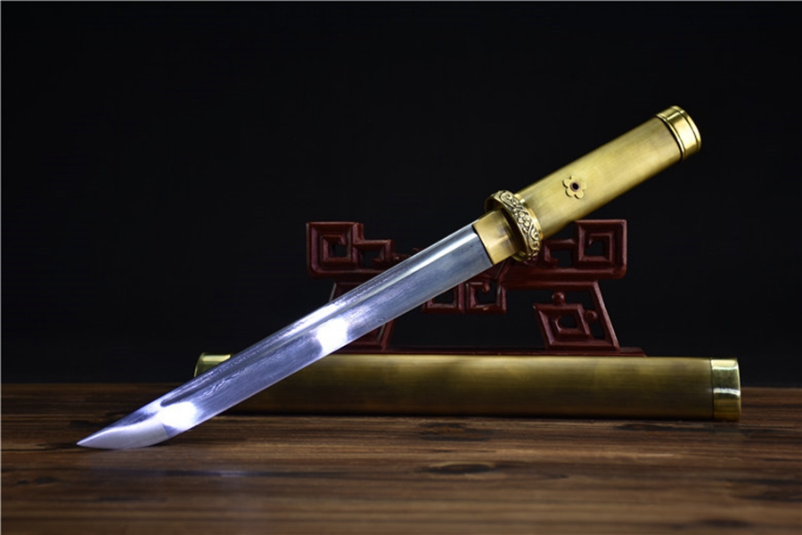 三色铜“青龙刀盘”武士刀（黑檀