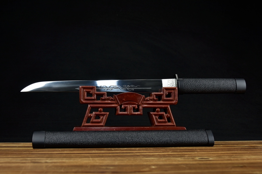 三色铜“青龙刀盘”武士刀（黑檀