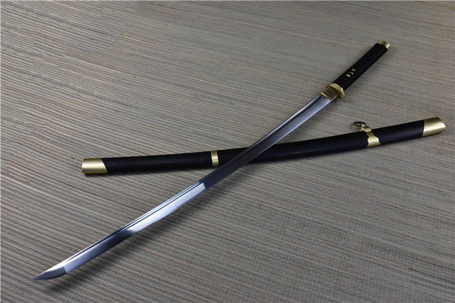 三色铜“青龙刀盘”武士刀（黑檀