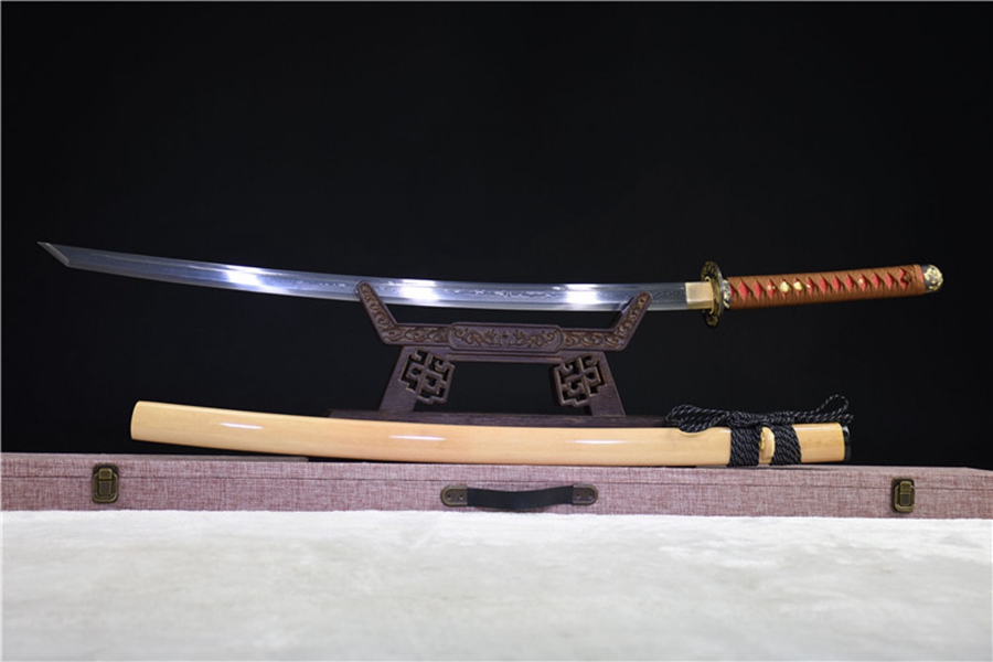 三色铜“青龙刀盘”武士刀（黑檀