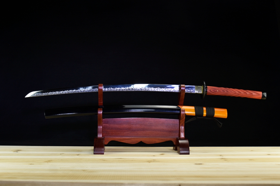 三色铜“青龙刀盘”武士刀（黑檀
