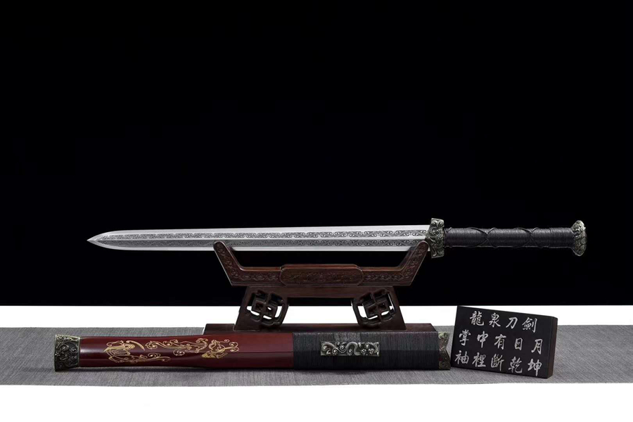 三色铜“青龙刀盘”武士刀（黑檀