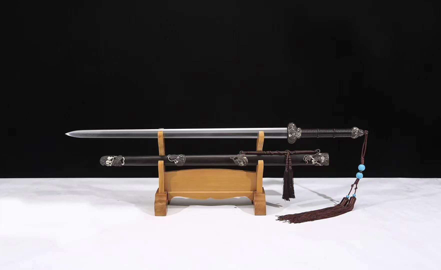 三色铜“青龙刀盘”武士刀（黑檀