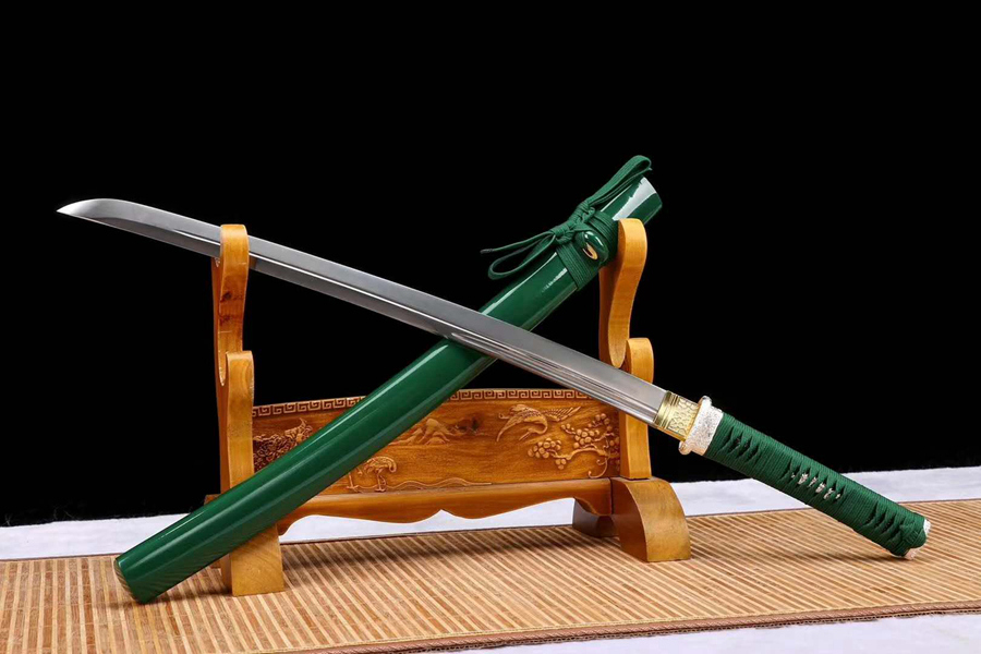 三色铜“青龙刀盘”武士刀（黑檀