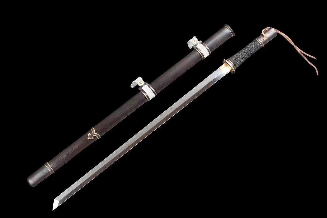 三色铜“青龙刀盘”武士刀（黑檀