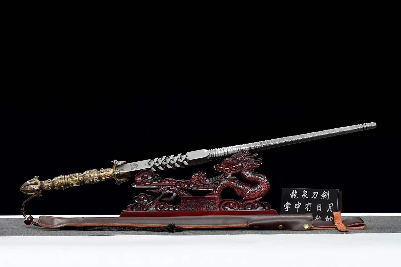 三色铜“青龙刀盘”武士刀（黑檀