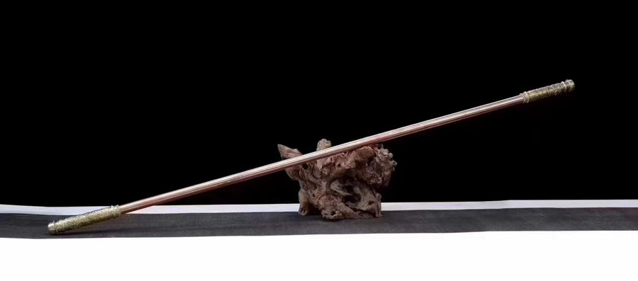 三色铜“青龙刀盘”武士刀（黑檀