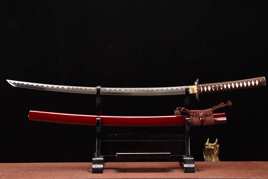 三色铜“青龙刀盘”武士刀（黑檀
