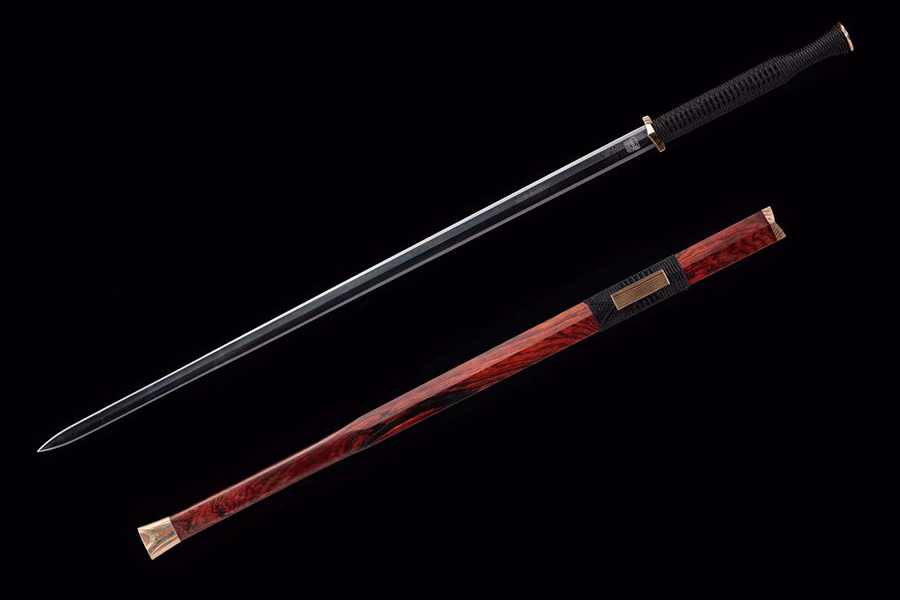三色铜“青龙刀盘”武士刀（黑檀