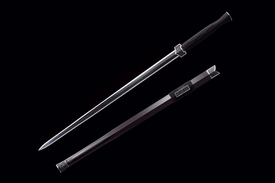 三色铜“青龙刀盘”武士刀（黑檀